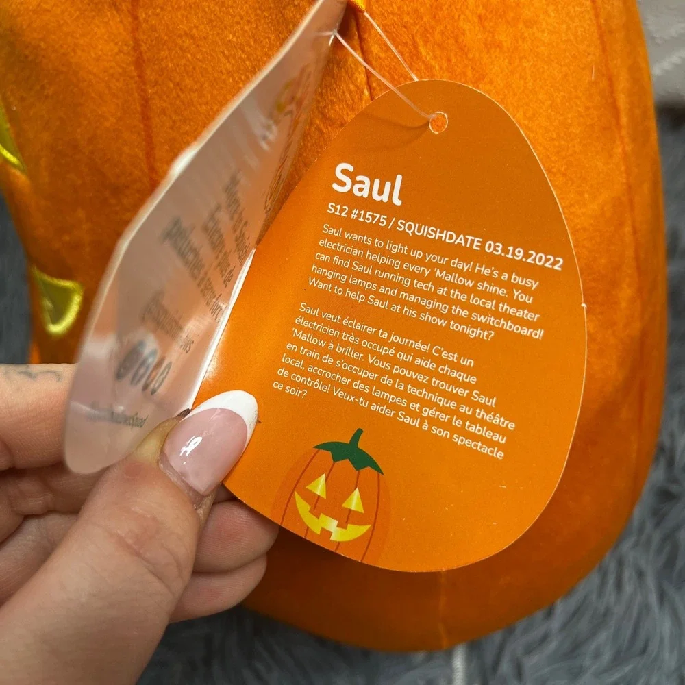 Squishmallows Saul the Pumpkin Plush Halloween‎ Decoration Pillow 12 inch, NWT